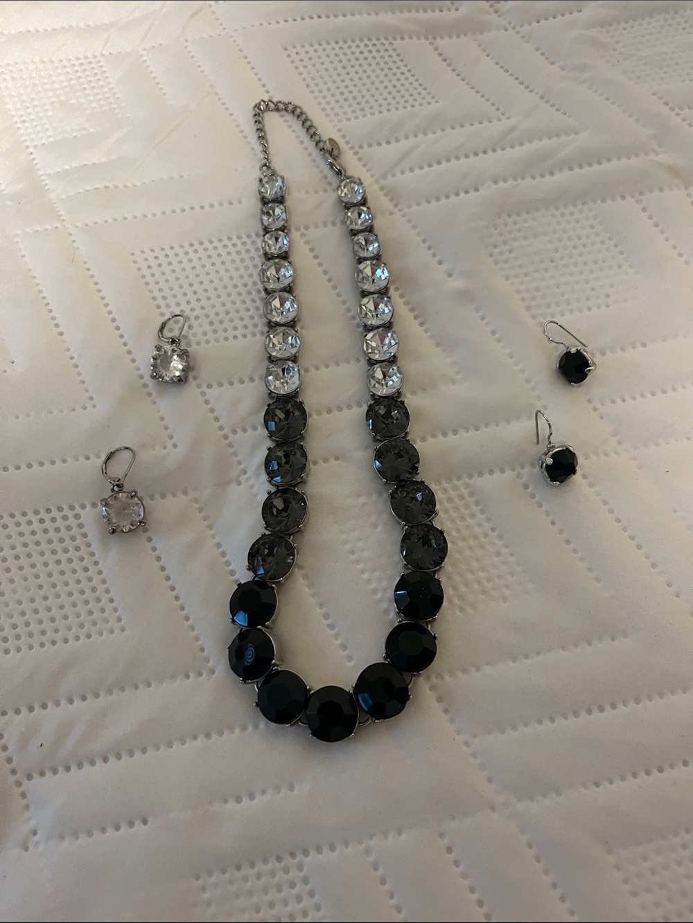 Elegant Brown and Clear Crystal Statement Necklace with Matching Earrings